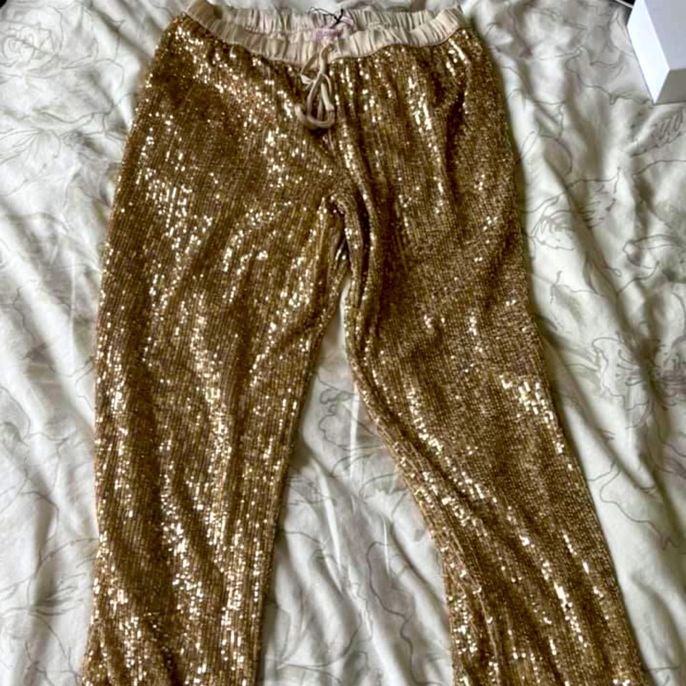 Victorias Secret Gold Sequins Joggers